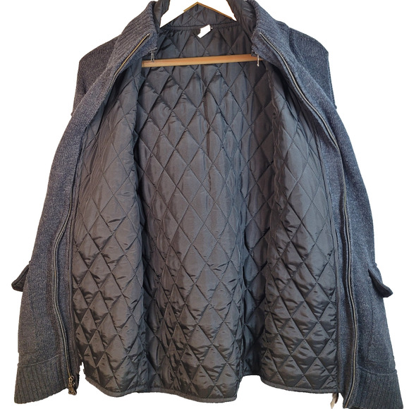 Banana Republic XL 100% Wool Sweater Jacket Removable Insulated Vest Gray #54023 - Picture 7 of 16